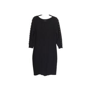 Ann Taylor Petite Sweater Dress Size SP Black Jeweled Embellished Long Sleeve